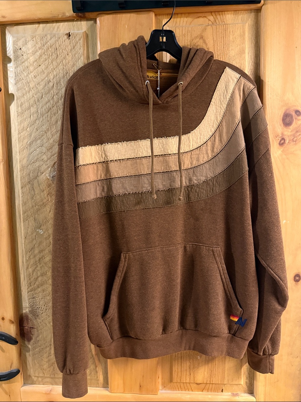 Aviator Nation- 🌊 Wave Stripe 4 Pullover Hoodie- Brown - Picture 6 of 7